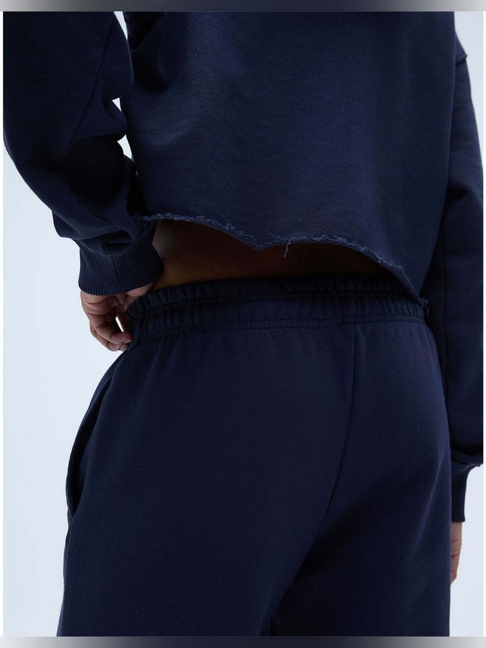 Adanola Blue AS Raw-hem Cotton Blend Crop Hoodie - Size L - Picture 6 of 14